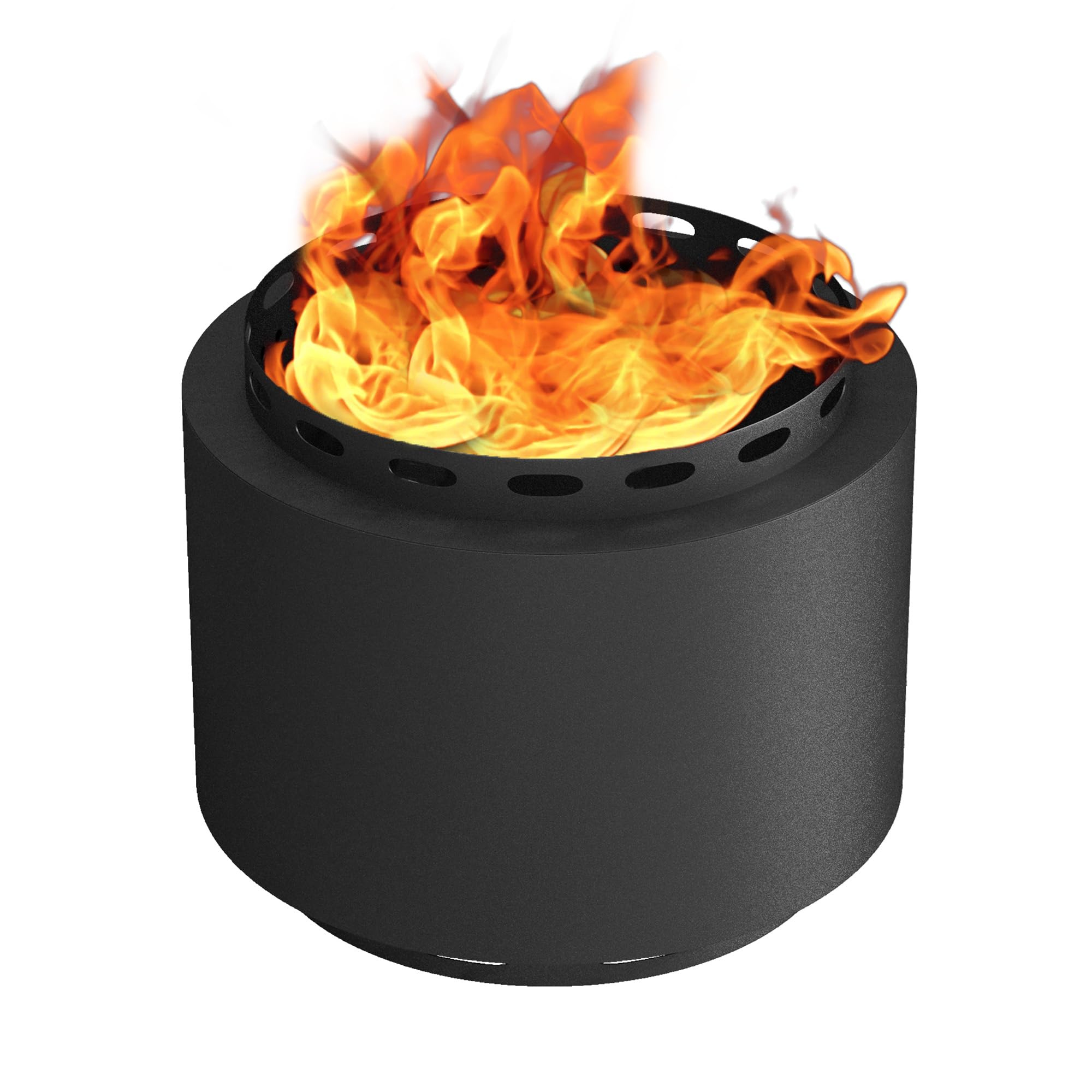 Outsunny Smokeless Fire Pit, 48.5cm Portable Wood Burning Firepit with Poker for Garden Camping Bonfire Party, Metal, Black