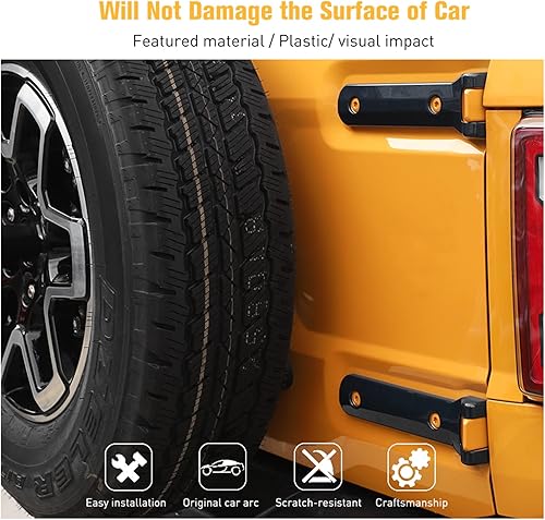 Miniatura 4 de Cubierta de bisagra para puerta trasera Bronco, accesorios exteriores negros para Ford Bronco 2021 2022 2023 Up (no para deporte), 2 unidades Negro