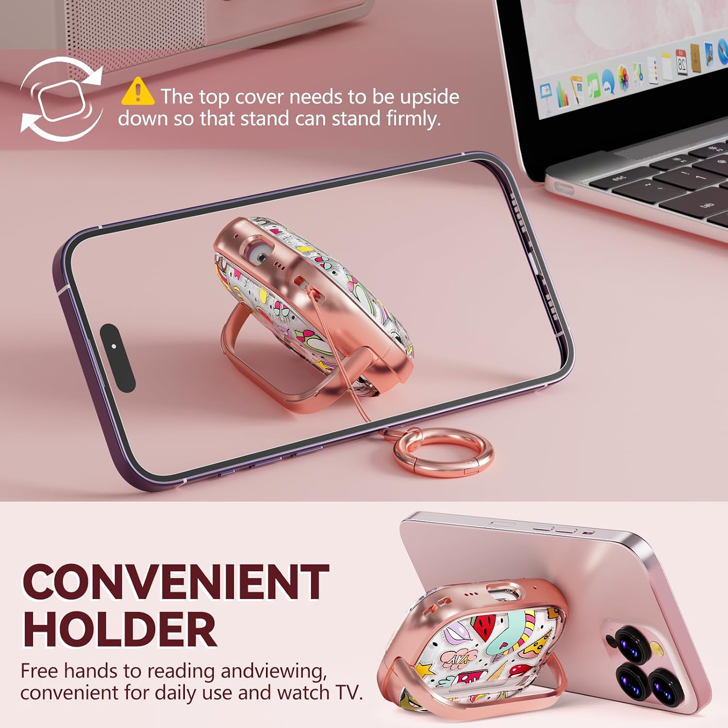 Inesore for AirPods Pro 3 Case 2025 with Lock, for Women Girly Floral Clear Case Compatible with Apple Airpods Pro 3rd Generation Cover, with Phone Stand,Keychain & Cleaner Kit-Unicorn Graffiti thumbnail