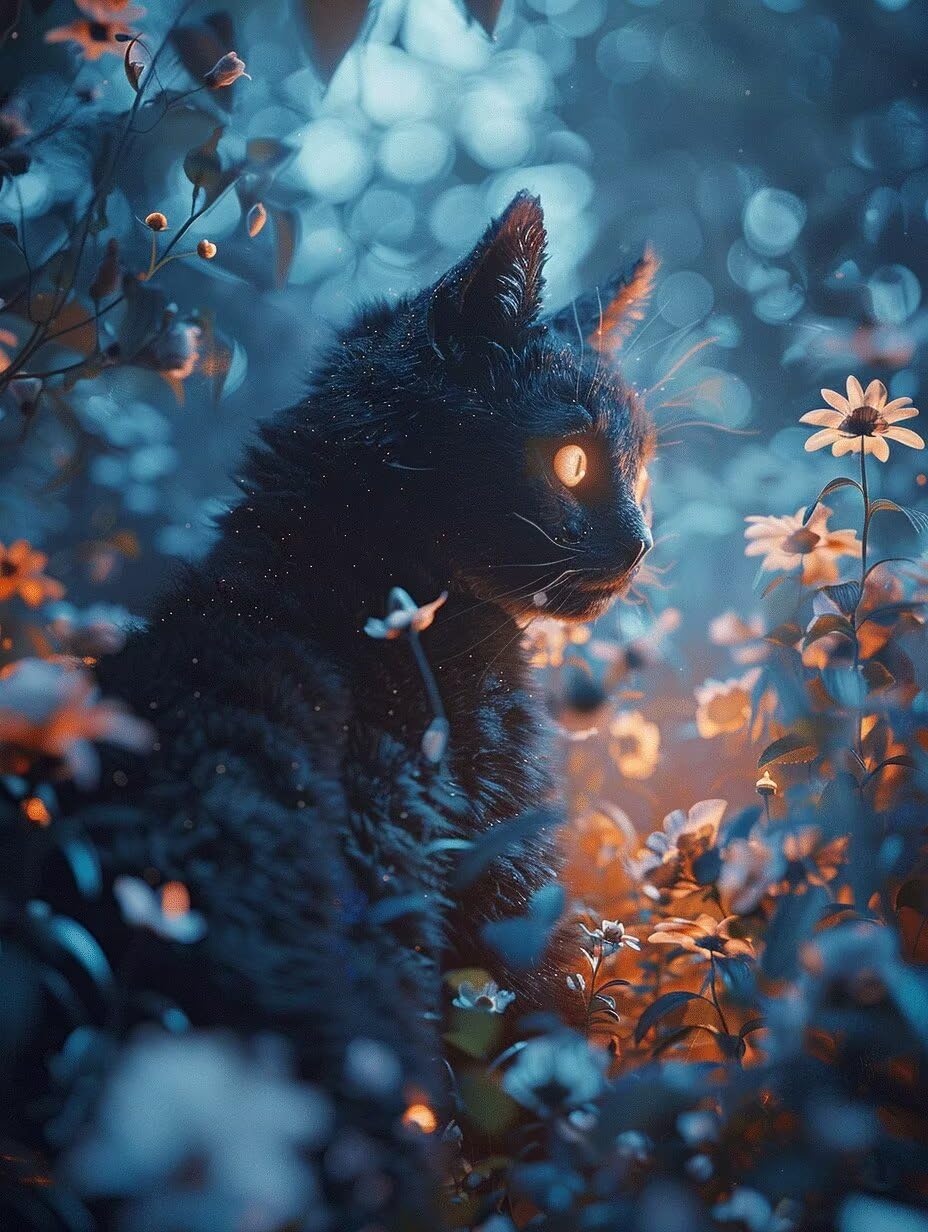 Diamond painting fleurs 5D et chat avec kit complet DIY 70x90cm T0-361 - 8