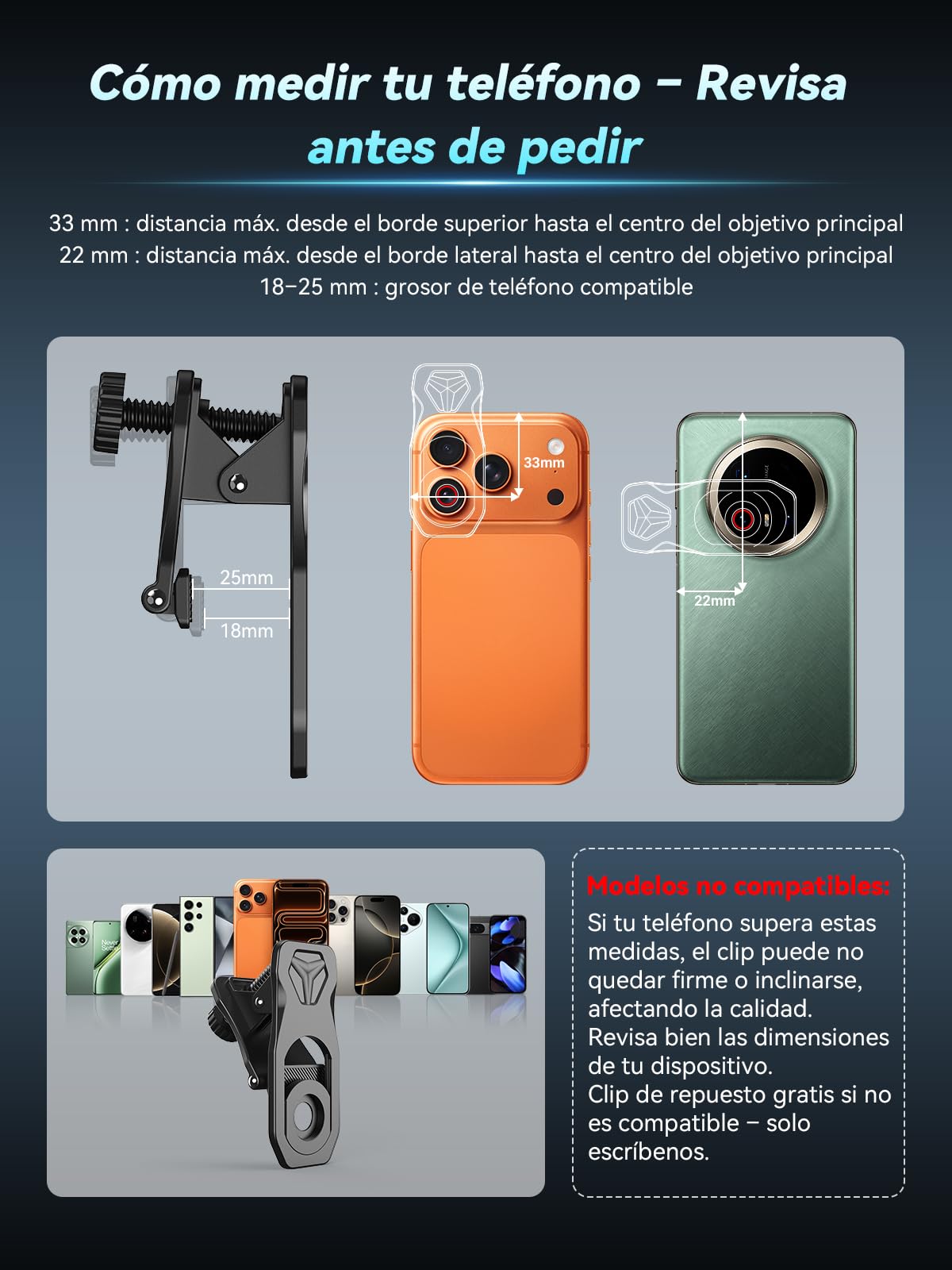APEXEL 5-10X Lente Zoom para iPhone 17/16/15/14/13 Series, Zoom para Moviles Clip para Cámara de Móvil, Zoom Optico para Movil