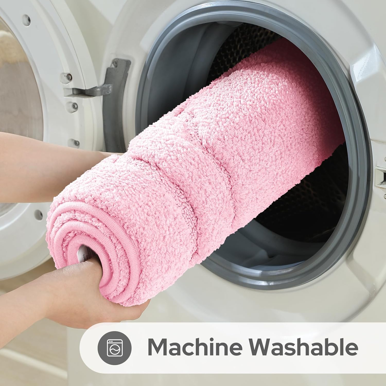 HOMEIDEAS Pink Bathroom Rugs, 2 Piece Extra Soft and Absorbent Microfiber Plush Bath Mat with Non Slip Backing(Light Pink) - Image 6