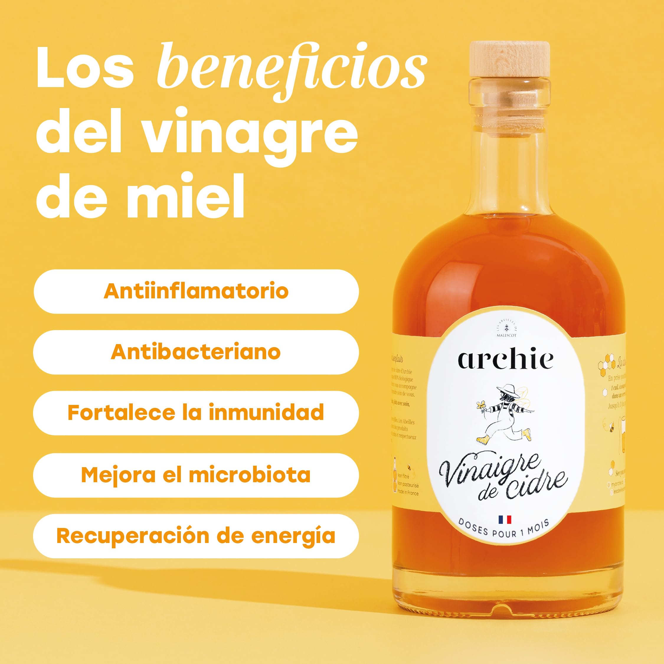 Archie Vinagre de Sidra con Miel Orgánico 1 mes