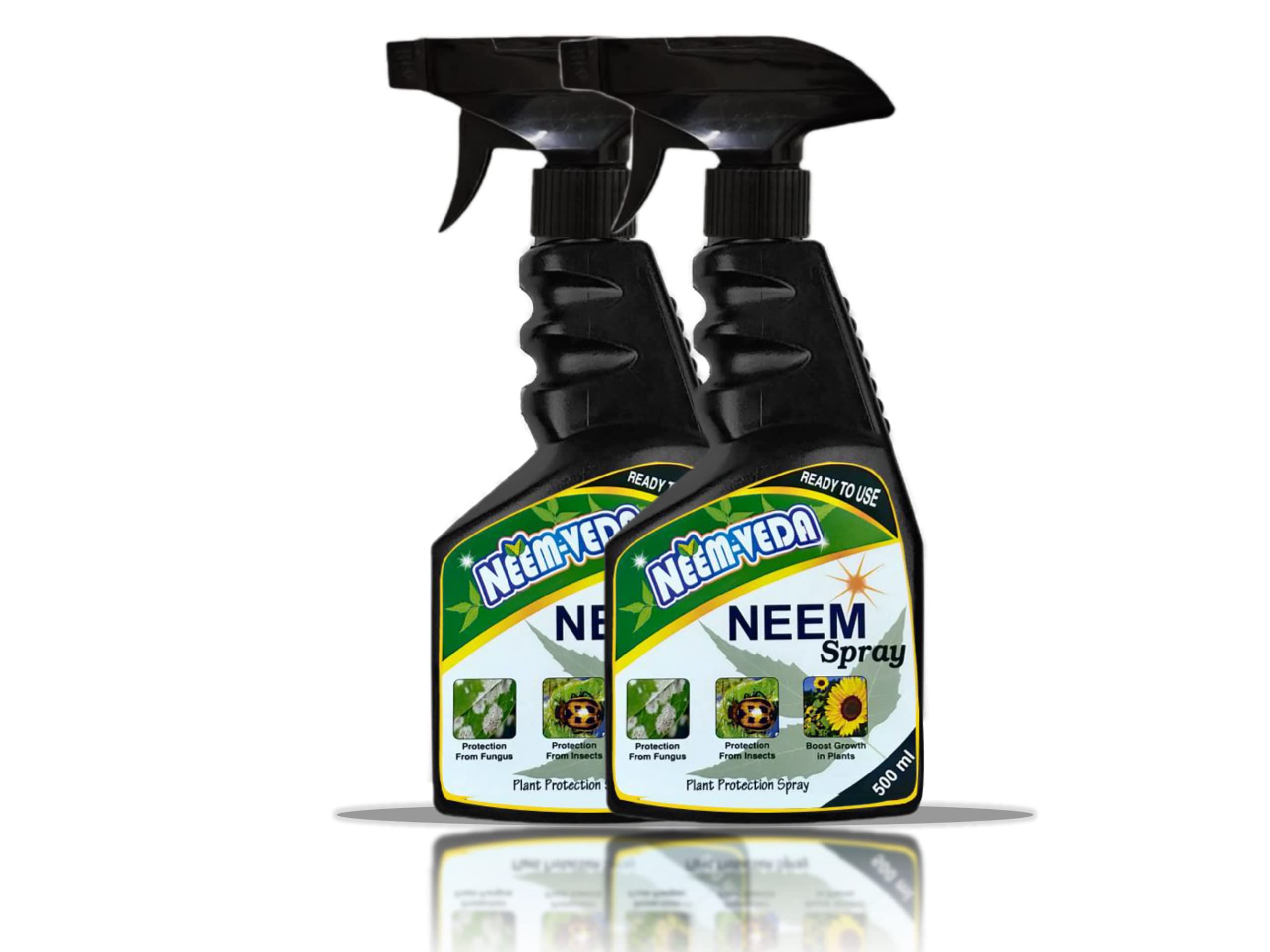 Neem-Veda Neem Oil Spray for Plants Insects 500ml | Organic, Natural neem spray | Remove mealy bugs, plant fungus, plants insects | Plant pest control-2 Units