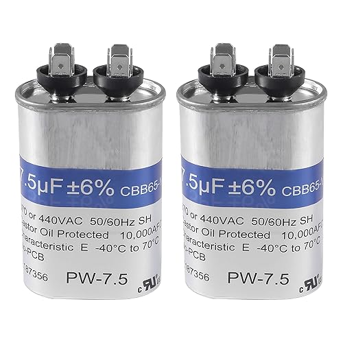 Vista 8 de UMLIFE Paquete de 2 condensadores 50+5uF 50/5 MFD ±6% 370V/440V AC CBB65B Condensador de arranque circular de doble ejecución para funcionamiento