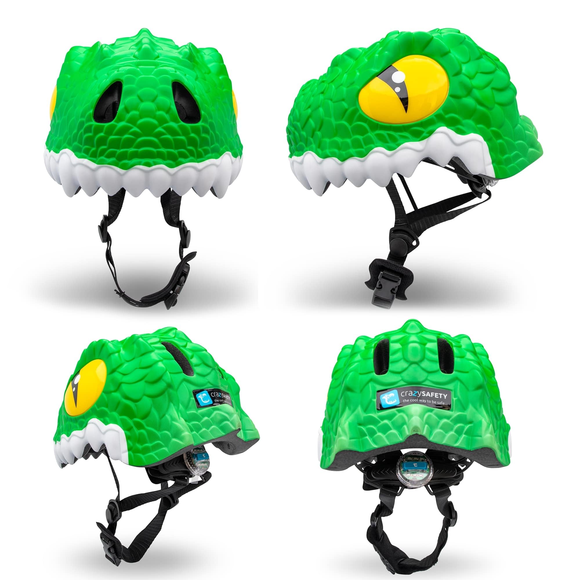 Crazy Safety Kinder Fahrradhelm | Fahrradhelm Kinder 2-7 Jahren für Fahrrad, Skateboard, Radsport, Laufrad, Tretroller, Inlineskates | Leichter und Verstellbarer 3D Tierhelm 49-55 cm (Krokodil Grün)