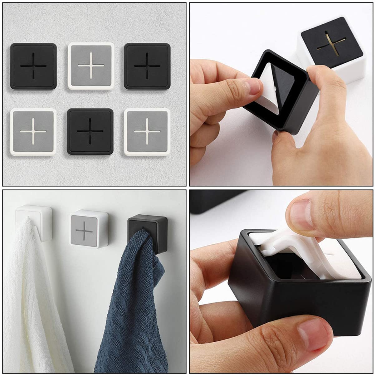 jojofuny 12piezas Ganchos Para Toallas Autoadhesivos De Abs Para Cocina y Baño Para Colgar Toallas y Paños De Cocina Diseño y Seguro