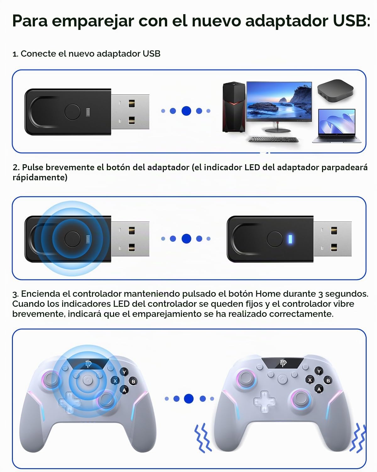 Receptor inalámbrico Dongle para controlador inalámbrico EasySMX ESM X20