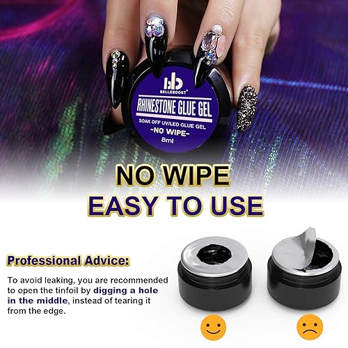 Miniatura 5 de Nail Art - Gel de pegamento de diamantes de imitación de 0.3 fl oz x 2 pulgadas (necesita curado con luz LED), con lápices cosméticos, gemas