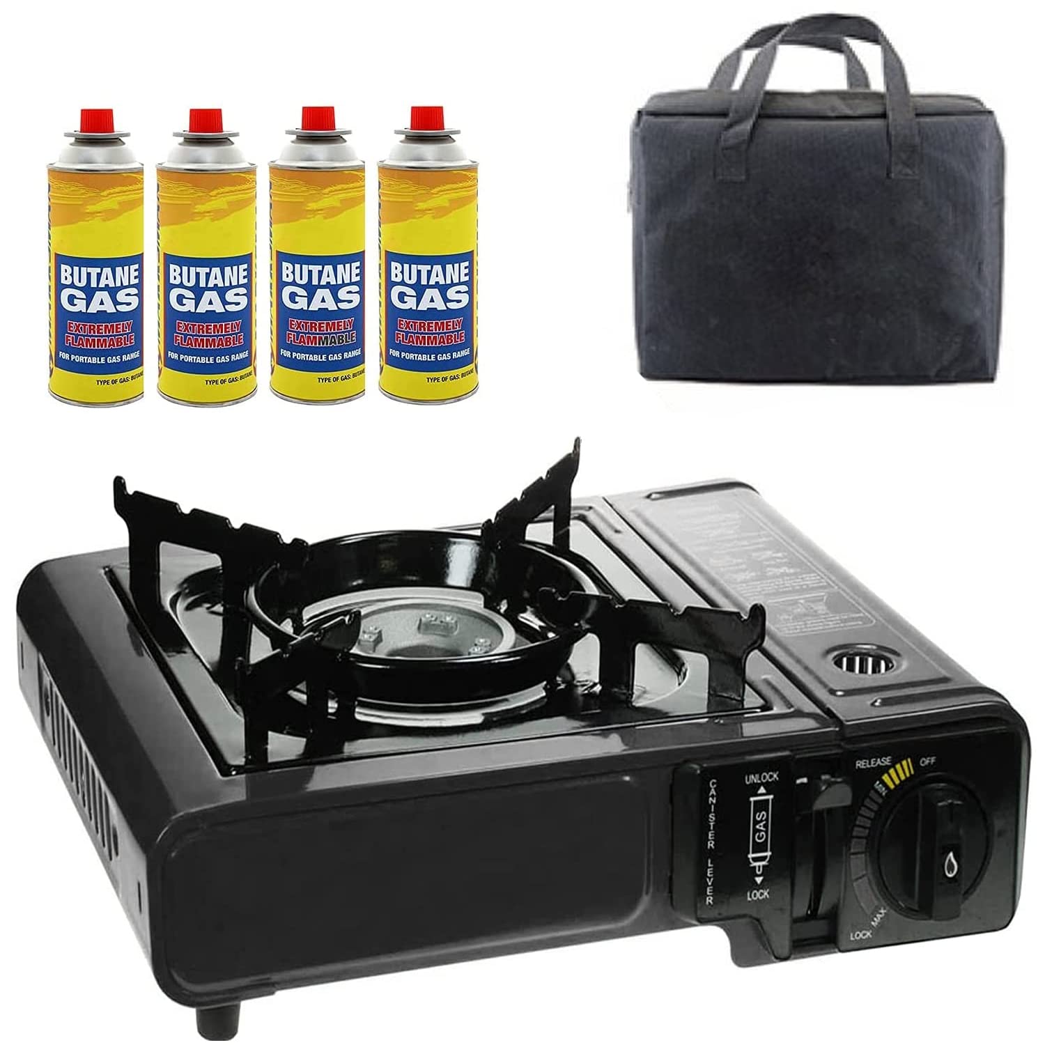 Buy GREEN HAVEN Black Portable Camping Stove with Cary Case & 4 Butane