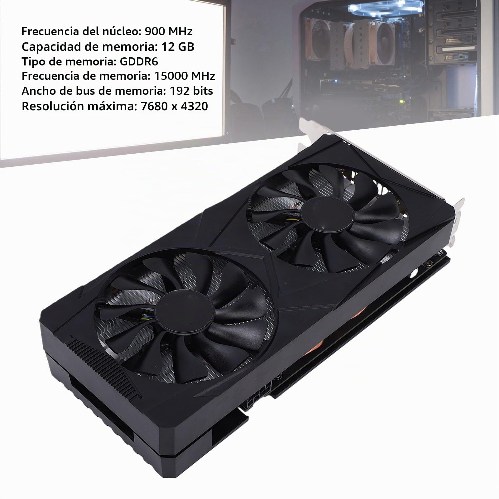 Tonysa Tarjeta Gráfica RTX3060 de 12GB GDDR6 de 192 bits PCI Express 3,0 X16, Tarjeta de Vídeo para Juegos GPU con Ventiladores de Refrigeración Duales para Ordenador y PC