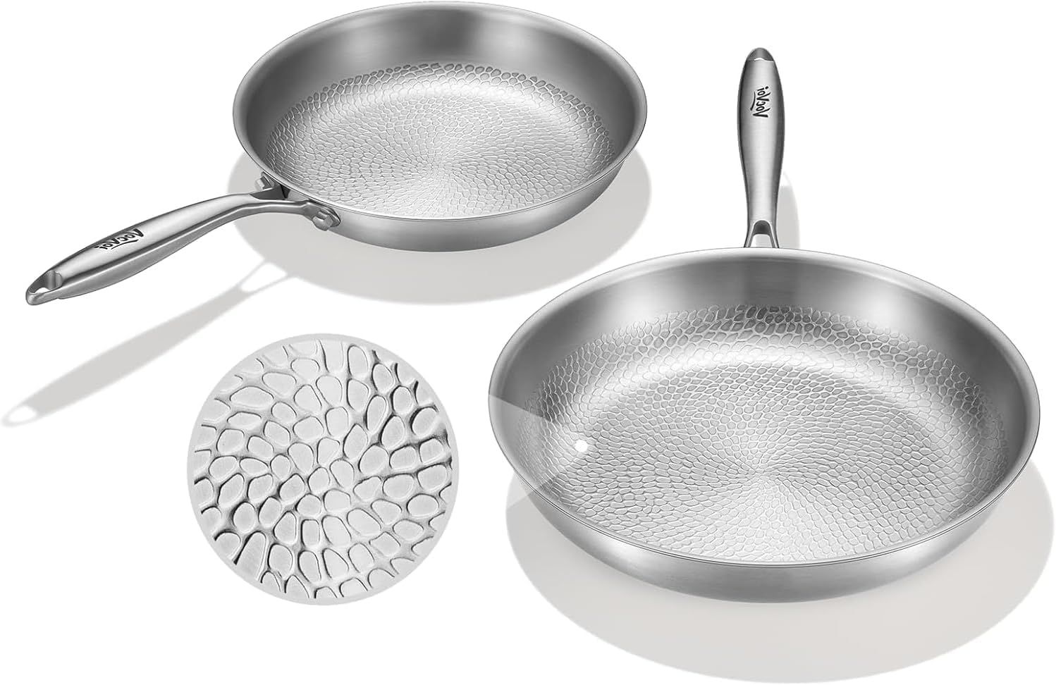 VocVoi Titanium Frying Pan Set, 10"+12" Uncoated Skillet Set without Lid