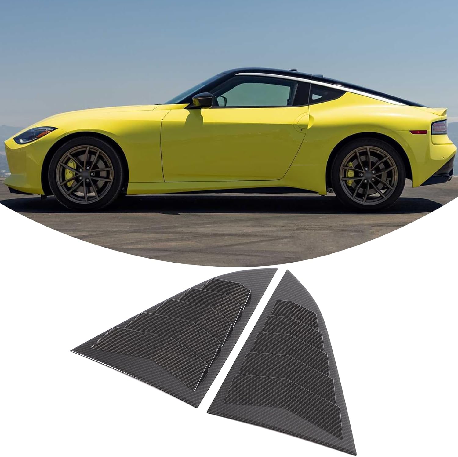 Rear Side Window Louvers Compatible with Nissan Z RZ34 400Z Fairlady Z 2021-2025+, Rear Side Window Louver Decorate Cover Air Vent Scoop Shades Cover Accessories (Glossy Black)