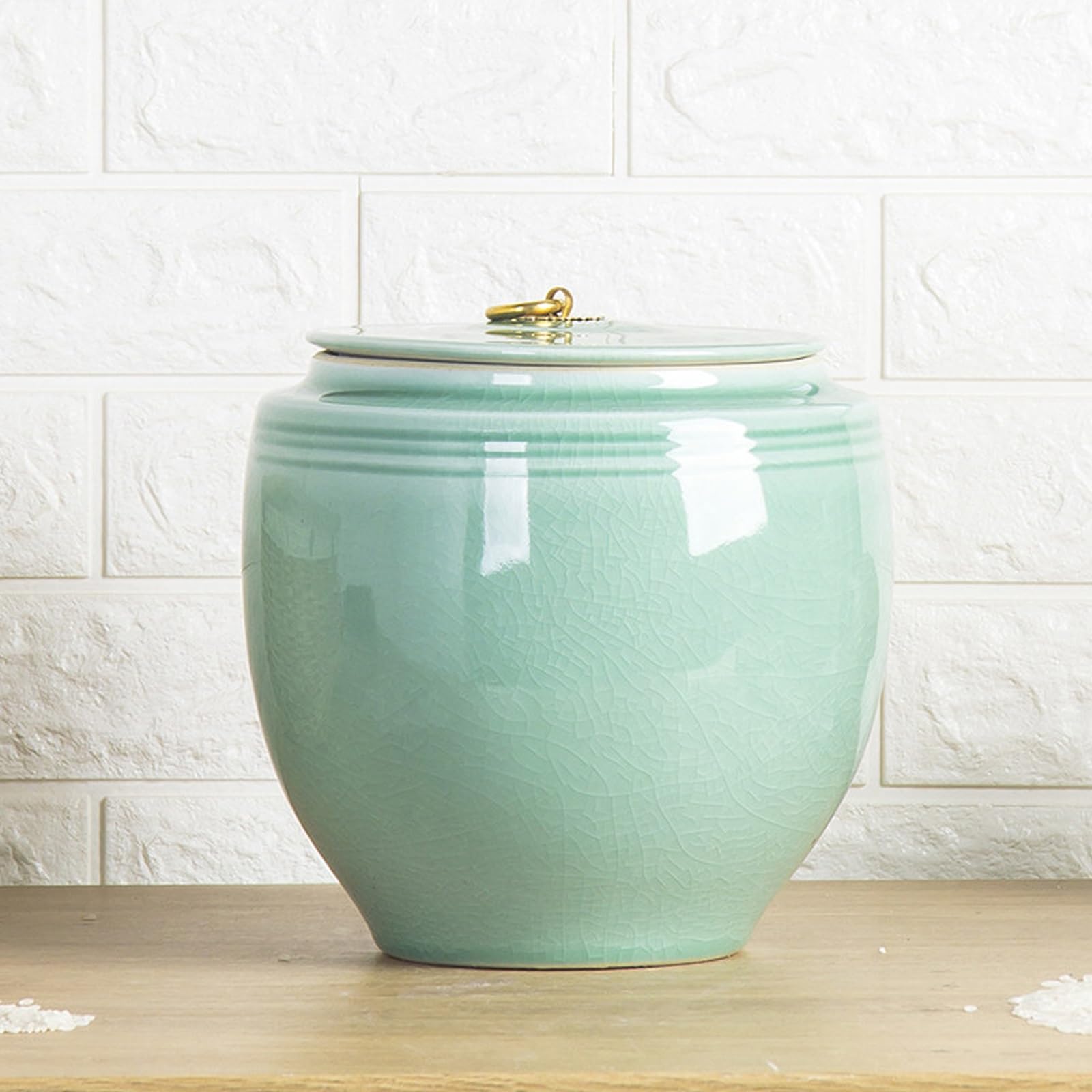 Grande Capacità Barattoli Da Conservazione, Vaso In Ceramica Coperchio | Barattolo In Ceramica, Conservare Riso Ad Ampia Capacità, Adatto Per Riso, Cereali(B-10kg)