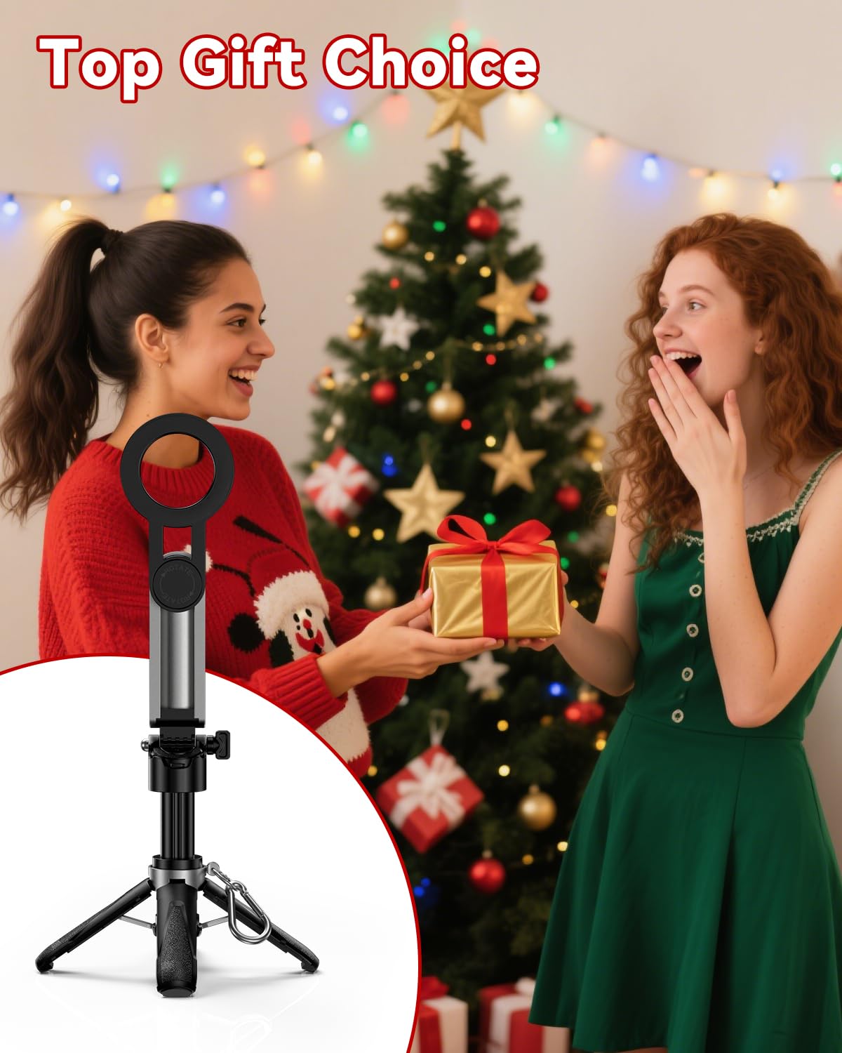 CloudValley Magnetic Mini Selfie Stick Tripod, kieszonkowy statyw do telefonu 4 w 1 z możliwością obrotu o 360°, ładowalny pilot Bluetooth, składany uchwyt