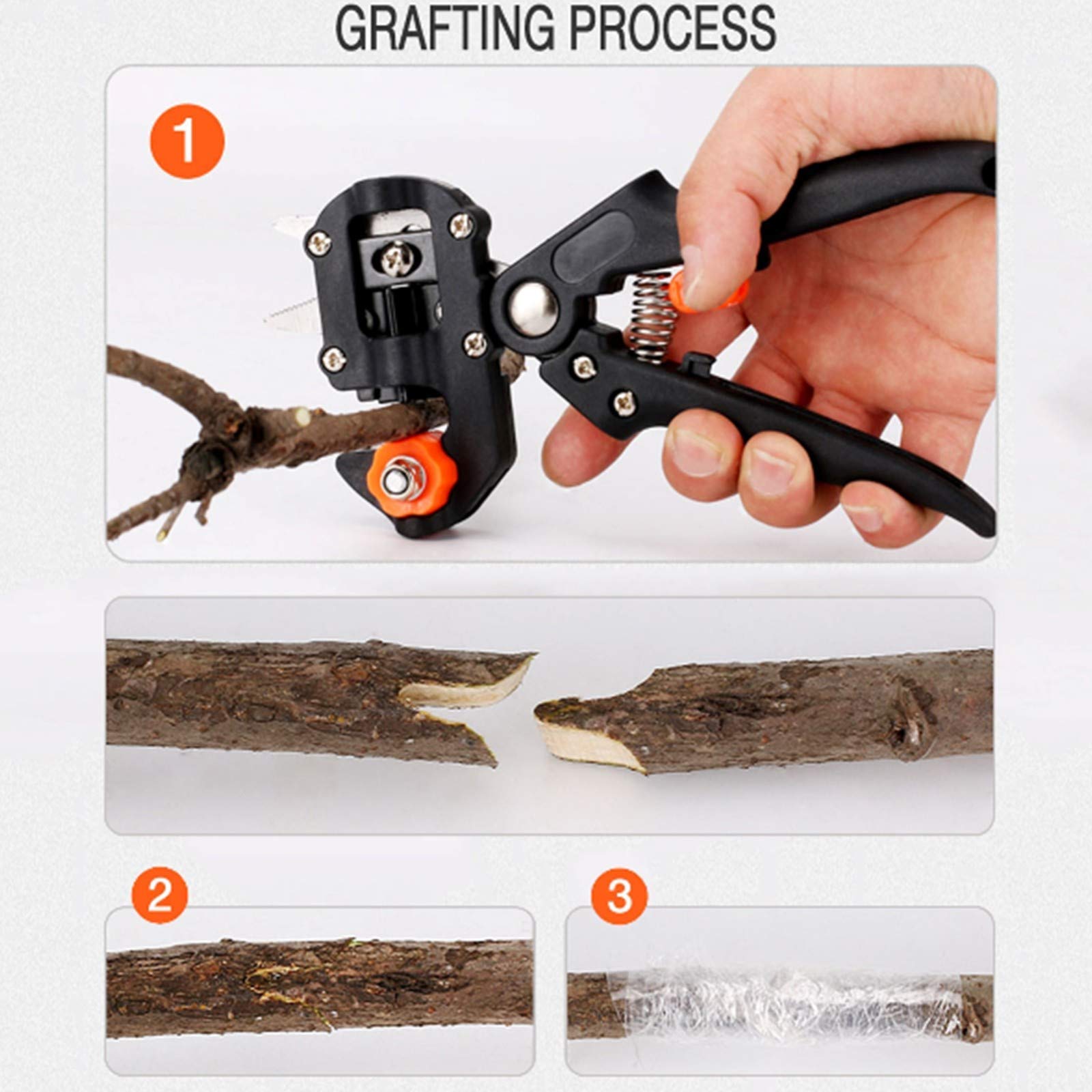Kit di attrezzi per innesti da giardino, kit di strumenti per innesti 2 in 1 cesoie per potatura con lame di ricambio e 2 nastri per innesti, per ramo di piante stelo vite albero da frutto innesto gi