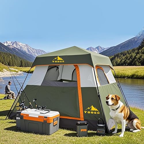 Miniatura 3 de Tienda de campaña para 34 personas con 1 puerta, 4 ventanas y ventilación mejorada, instalación instantánea, impermeable, 8 x 8 x 67 pulgadas, tela