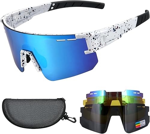 Gafas de sol de béisbol para jóvenes, hombres y mujeres con 3 lentes, marco TR90, protección UV 400, lentes de sol polarizados para ciclismo y