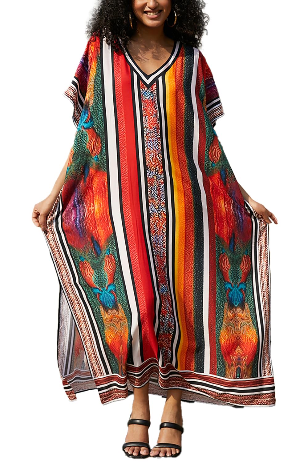 L-Peach Langes Kaftan-Nachthemd für Damen, geräumig, übergro