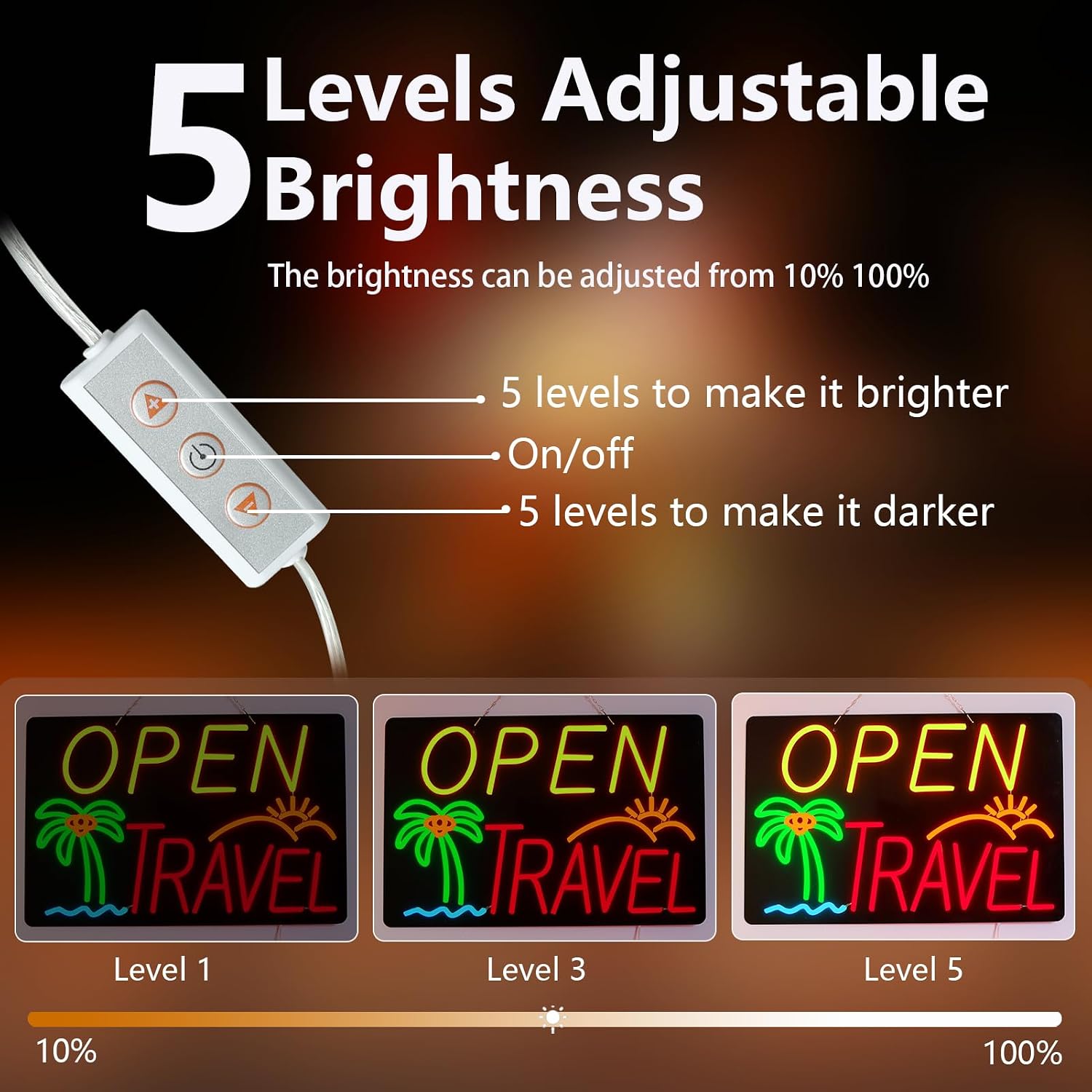 Large Open Travel Neon Signs for Wall Decor Neon Lights for Bedroom Led Signs Suitable for Drive Thru Open Office Man Cave Bar Christmas 12V Power Adapter, 23.6*15.7 Inch(Red + Grenn+Yellow)