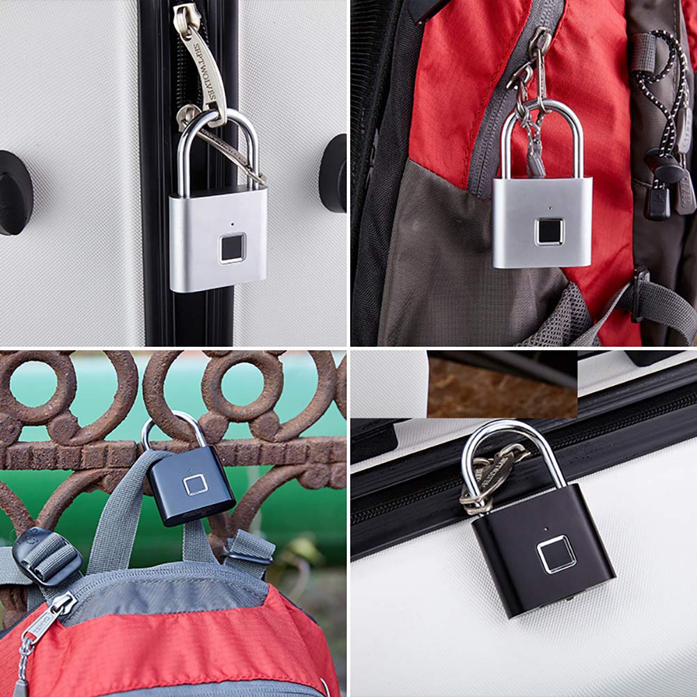 Cadenas D'empreinte Digitale De Chargement USB, Adapté À La Salle De Sport, Au Casier D'école, Aux Bagages, Tiroir, Sac À Dos, Valise, Verrou D'empreinte Digitale Bio Intelligent Étanche,Argent
