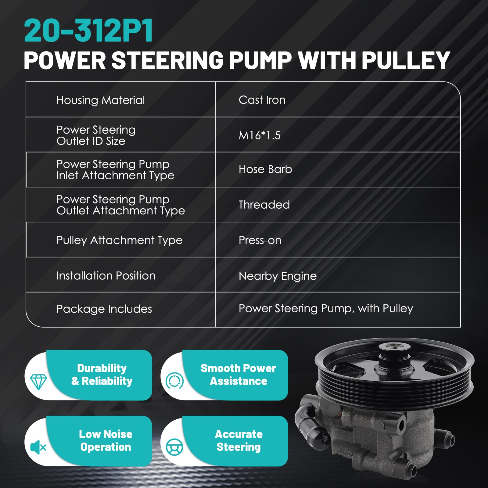 Ford F-150 Expedition Power Steering Pump Replacement 20-312 Power Steering  Pump Replacement For Ford F-150 \u0026 Expedition 2003-2008, Lincoln Navigator  6l3z3a674b Compatible, image size:1600x1600