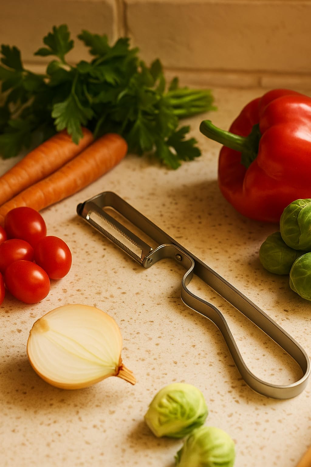 Busstier Lüks Yan Soyacak, Sebze, Domates, Patates Soyacağı, Paslanmaz Çelik Ergonomik Mutfak Soyacağı, Meyve ve Sebze İçin Dayanıklı Soyacak, Kolay Temizlenebilir Soyma Aleti