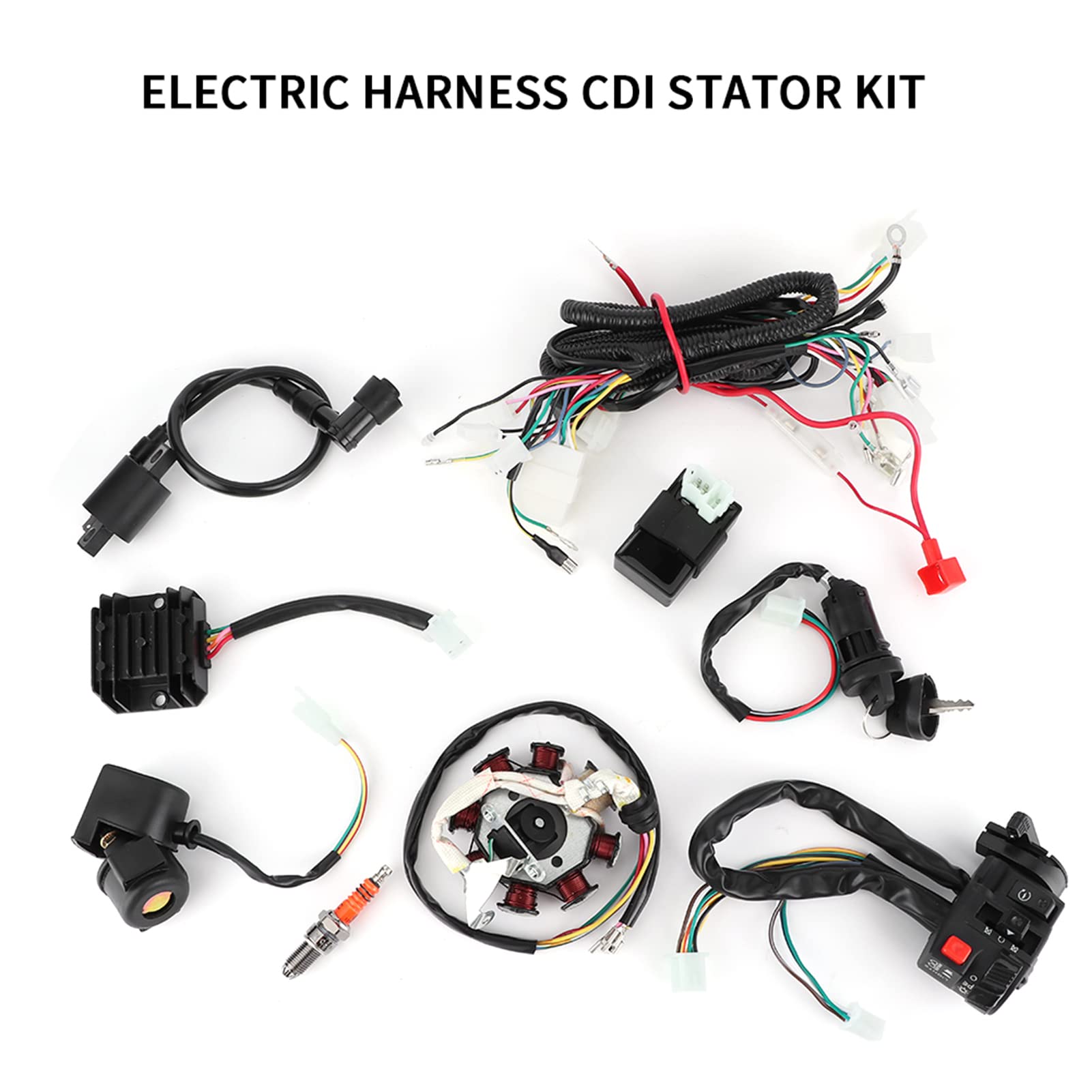 Kit cablaggio ATV, cablaggio cablaggio elettrico Loo_m Kit statore CDI per 150CC 200CC 250CC 300CC ATV QUAD