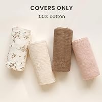 Vista 2 de Konssy Juego de 2 fundas de muselina para tumbona de bebé, 100% algodón, suave y transpirable, funda para nido de bebé para niños y niñas