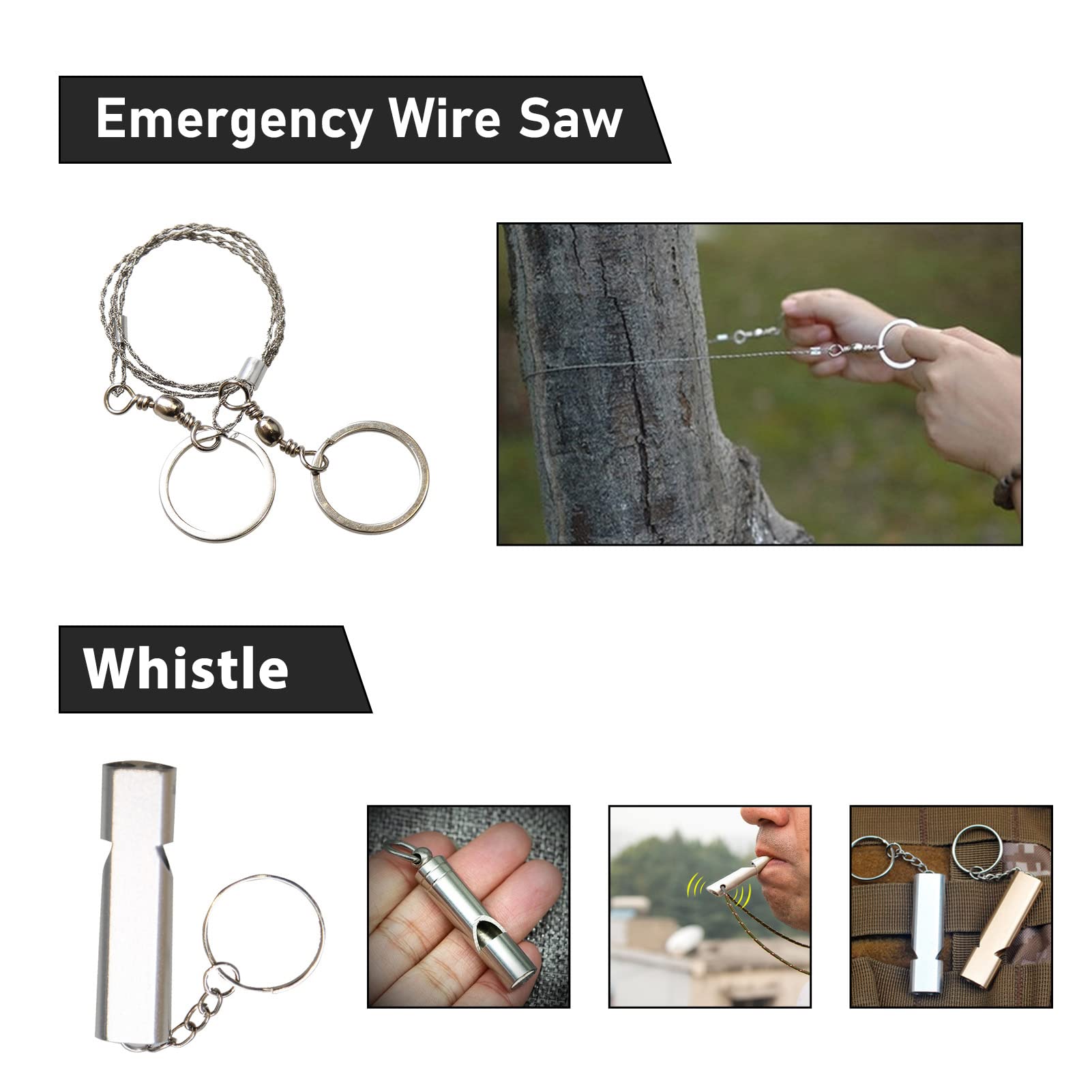 Lixada Kit de Survie d'urgence 10 en 1, Multifunctional Survival Kit de Survie et de Secours en Plein air Multi-Outils extérieur Fournitures de Premiers Soins pour Le Camping Randonnée Chasse Pêche