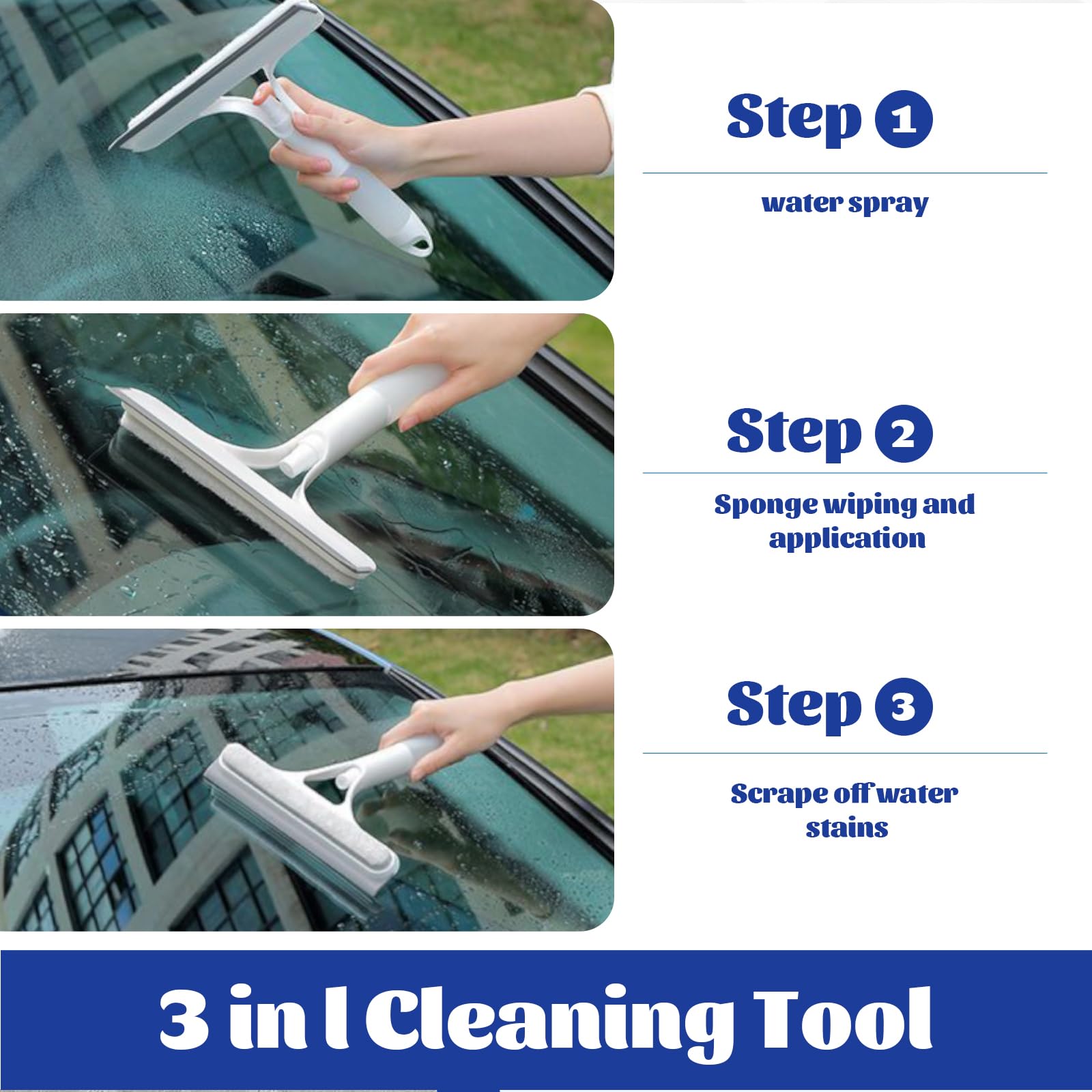 Duschabzieher, 3 in 1 pulitore per finestre con Spray, tergivetro e Scrubber, raschiatore per Pavimenti e Doccia, pulitore per vetri e Piastrelle
