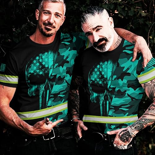 Miniatura 5 de Maddly Ropa de trabajo de seguridad con calavera de alta visibilidad con la bandera de EE. UU., nombre personalizado para trabajadores, corredores,