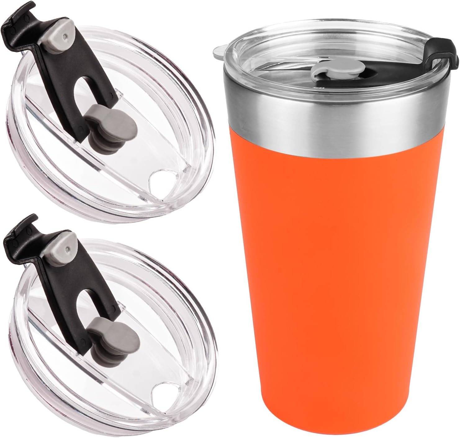 2Pack Replacement Lids Compatible with Stanley 16oz Beer Pint Glass, Leak-Proof & Insulated Lid for Stacking Metal Drinking Tumbler (White-2Lid)