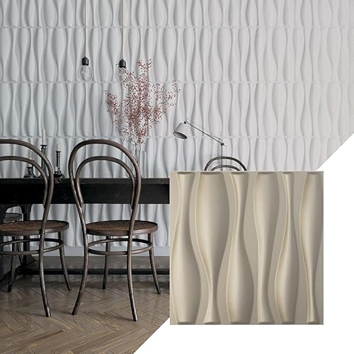 Ekena Millwork Fairfax EnduraWall Panel decorativo de pared 3D de 19 58 pulgadas de ancho x 19 58 pulgadas de alto, plateado metálico (cubre 2.67