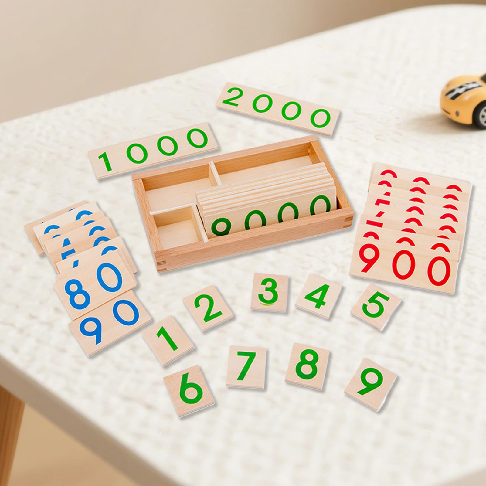 Tarjetas de números de Madera | Juguete Educativo de Números del 1 al 9000 - Tarjetas Educativas de Matemáticas,para Preescolares, Niños, Niñas, Educación en Casa, Aula, Viaje en Coche, Campamento