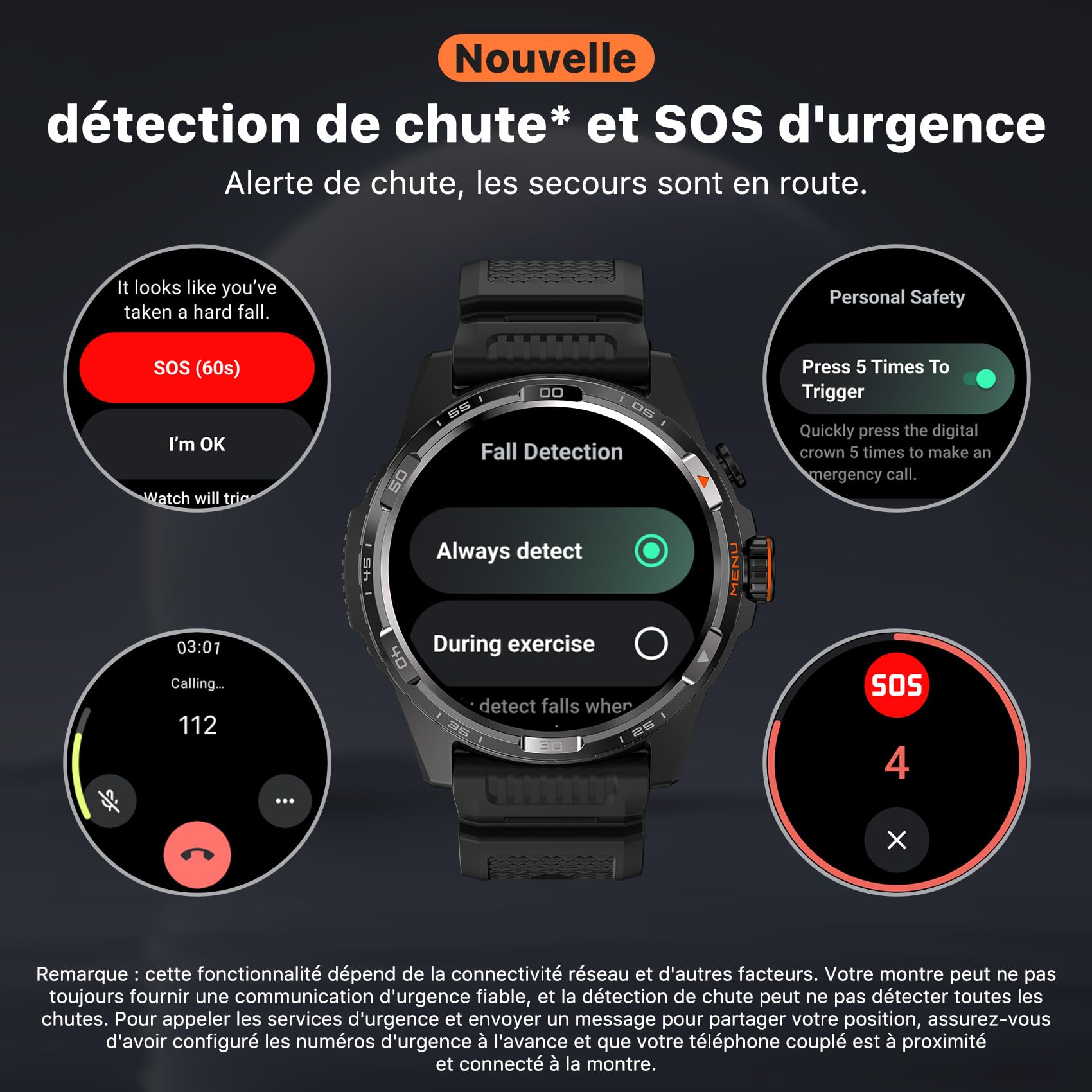 TicWatch Atlas Montre connectée pour Homme avec système d'exploitation Android Wear Batterie de 90 h Plus de 110 Modes d'entraînement Carte Thermique Détection de Chute Suivi de la santé