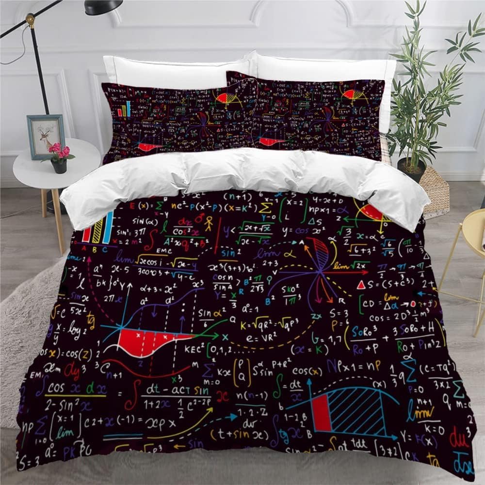 Parure de lit formule mathématique imprimée 3D en microfibre douce 220x240 L353