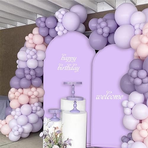 Miniatura 7 de Telón de fondo de pared de arco azul de 2 x 5 pies, cubierta de fondo redondo de color sólido, cubierta de marco de arco de 2 caras, soporte de