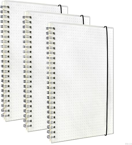 Smilo Paquete de 3 cuadernos en espiral con puntos y bala, tamaño A5, de 5.7 x 8.3 pulgadas, 80 hojas (160 páginas), papel grueso de 3.53 ozm, tapa