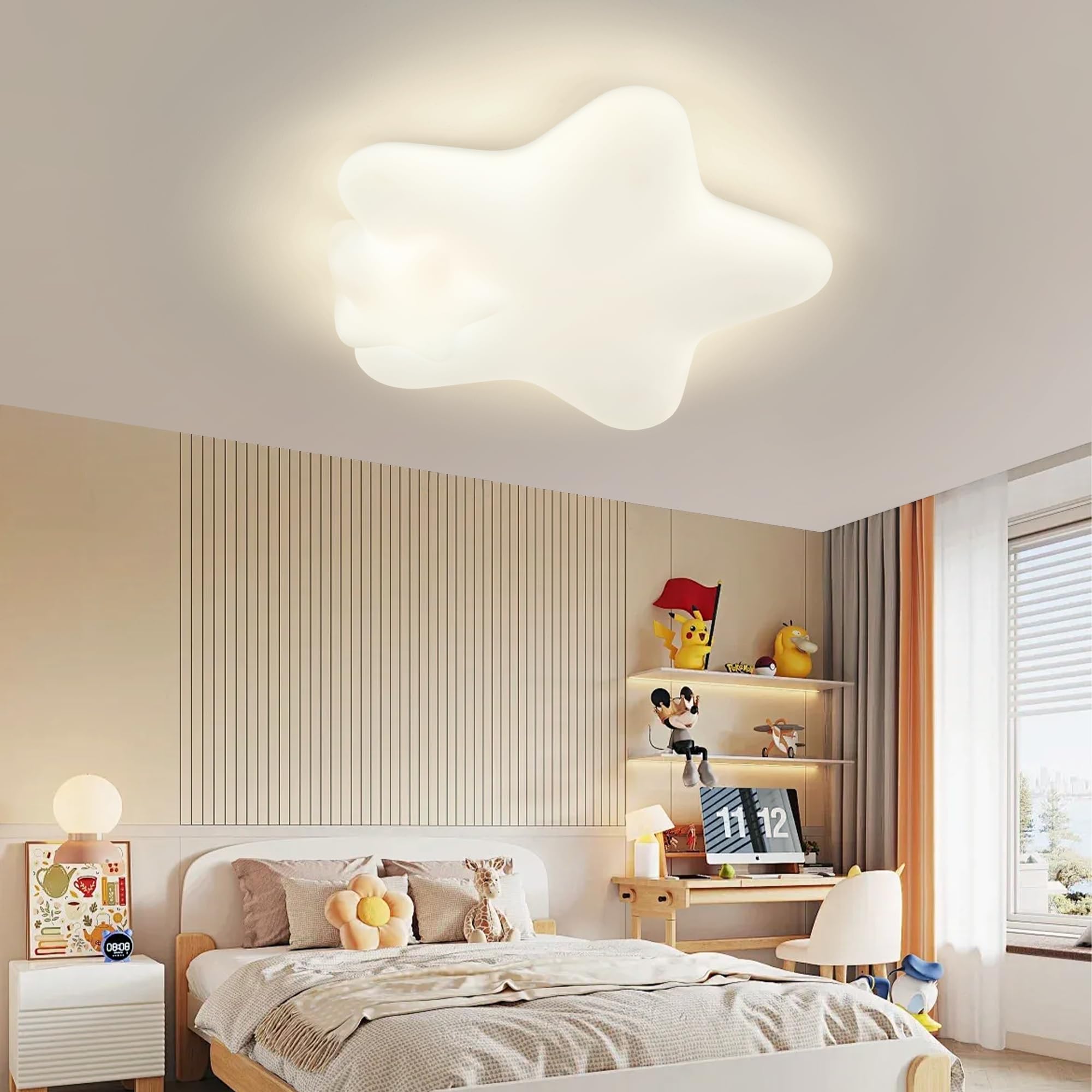 Lampadario Cameretta Bambini 48CM, Lampadario LED Dimmerabile | Plafoniera LED Soffitto Dimmerabile 3000K-6000K per Camera da Letto,Soggiorno,Salone,Camera dei Bambini,50W con Telecomando