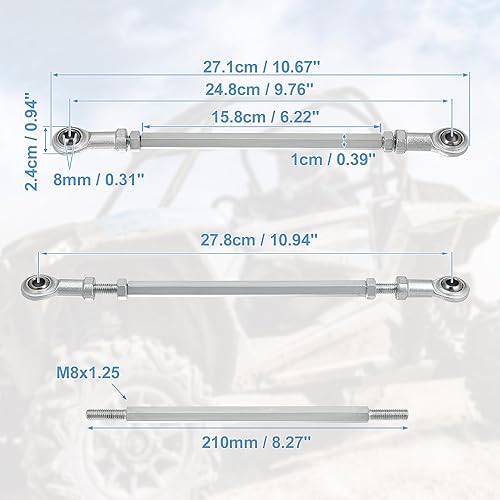 Miniatura 3 de Motoforti 2 unids 8.268 in longitud 0.315 in agujero diámetro ajustable dirección dirección varilla rótula articulación para 49cc eléctrico ATV Go