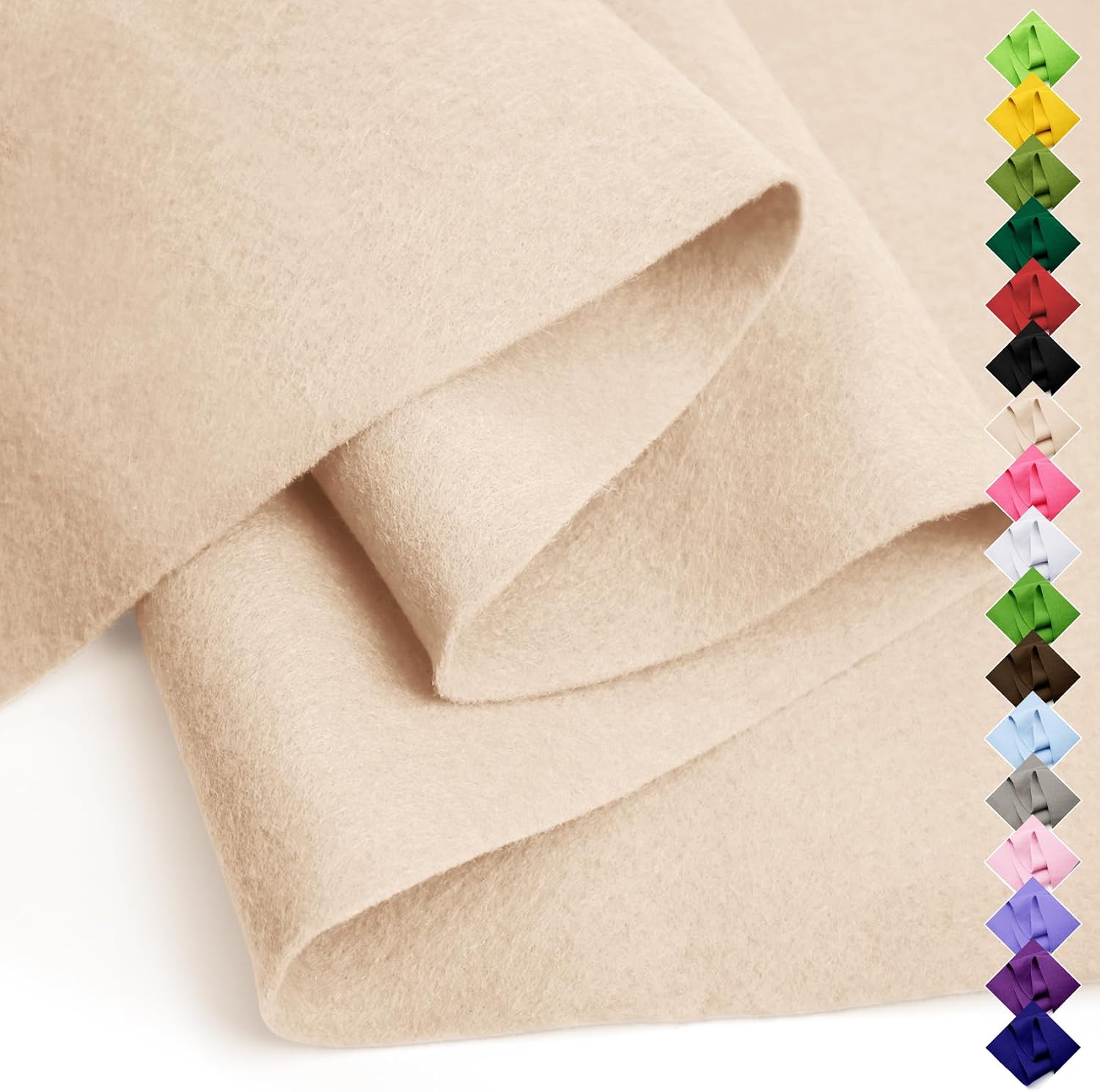 Soft Felt Fabric Sheet 18" x 36", 1.6mm Acrylic Craft Felt, Beige