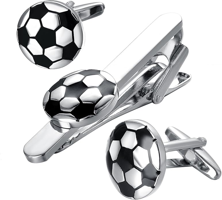 Amazon Yoursfs おもしろ ネクタイピン カフス セット サッカー ネクタイピン おしゃれ 黒 フットボール タイピン カフスボタン メンズ 父の日 ギフト サッカー タイピン タイタック 通販