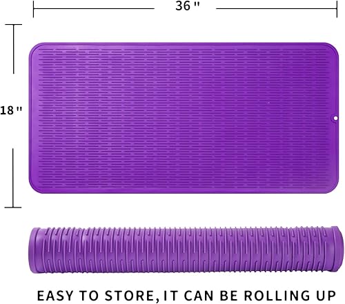 Miniatura 160 de Tapete de silicona para secado de platos para múltiples usos, fácil de limpiar, ecológico, resistente al calor, tapete de silicona para encimera