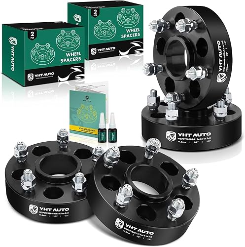 YHTAUTO 4 adaptadores de rueda centrados de cubo de 5x4.5 a 5x5 de 1.5 pulgadas, se adapta a XJ, ZJ, KJ, KK, TJ, YJ, Explorer, Mustang, Ranger, Town
