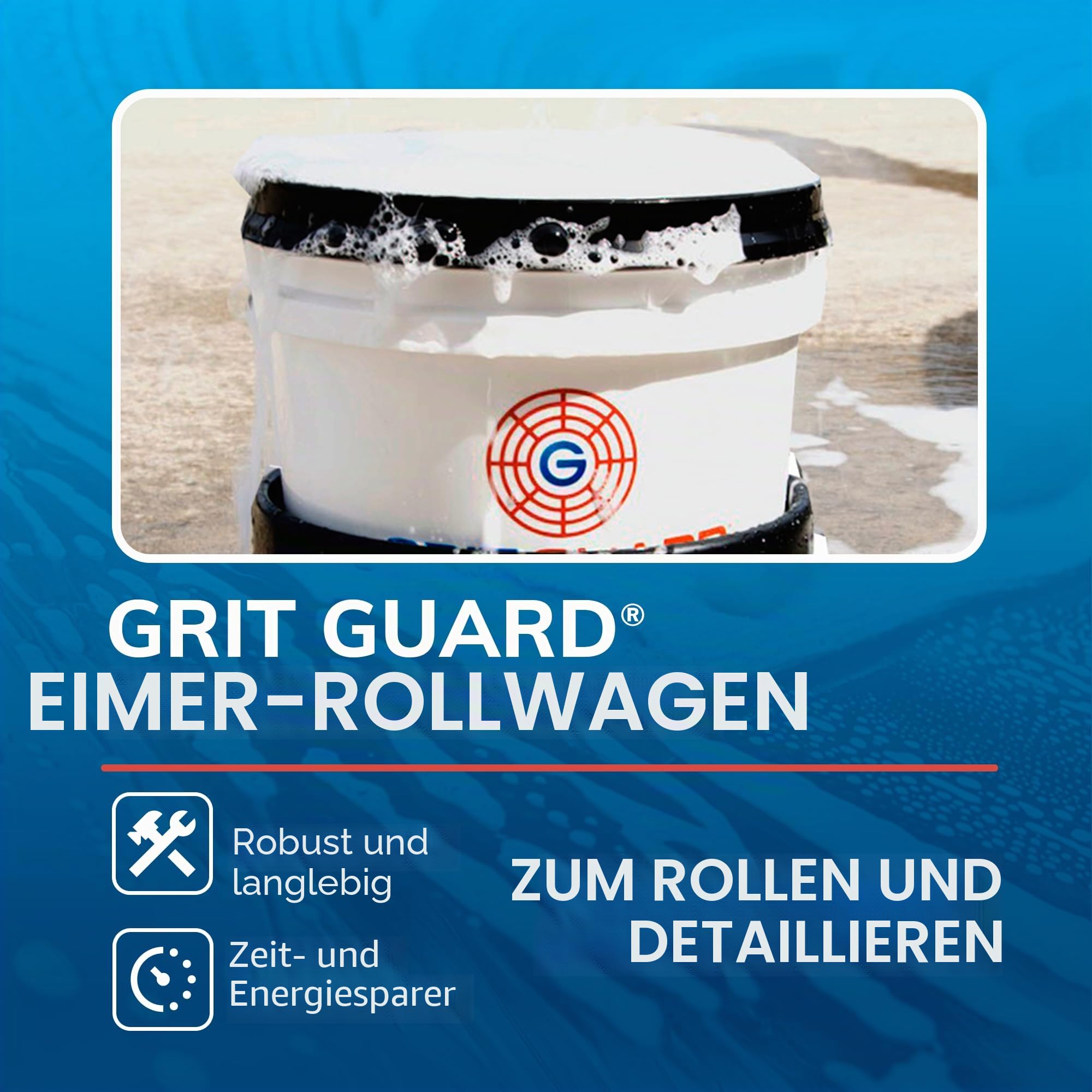 Grit Guard Dolly Wagen für Auto Wascheimer | kompatibel mit gängigen Autowascheimern