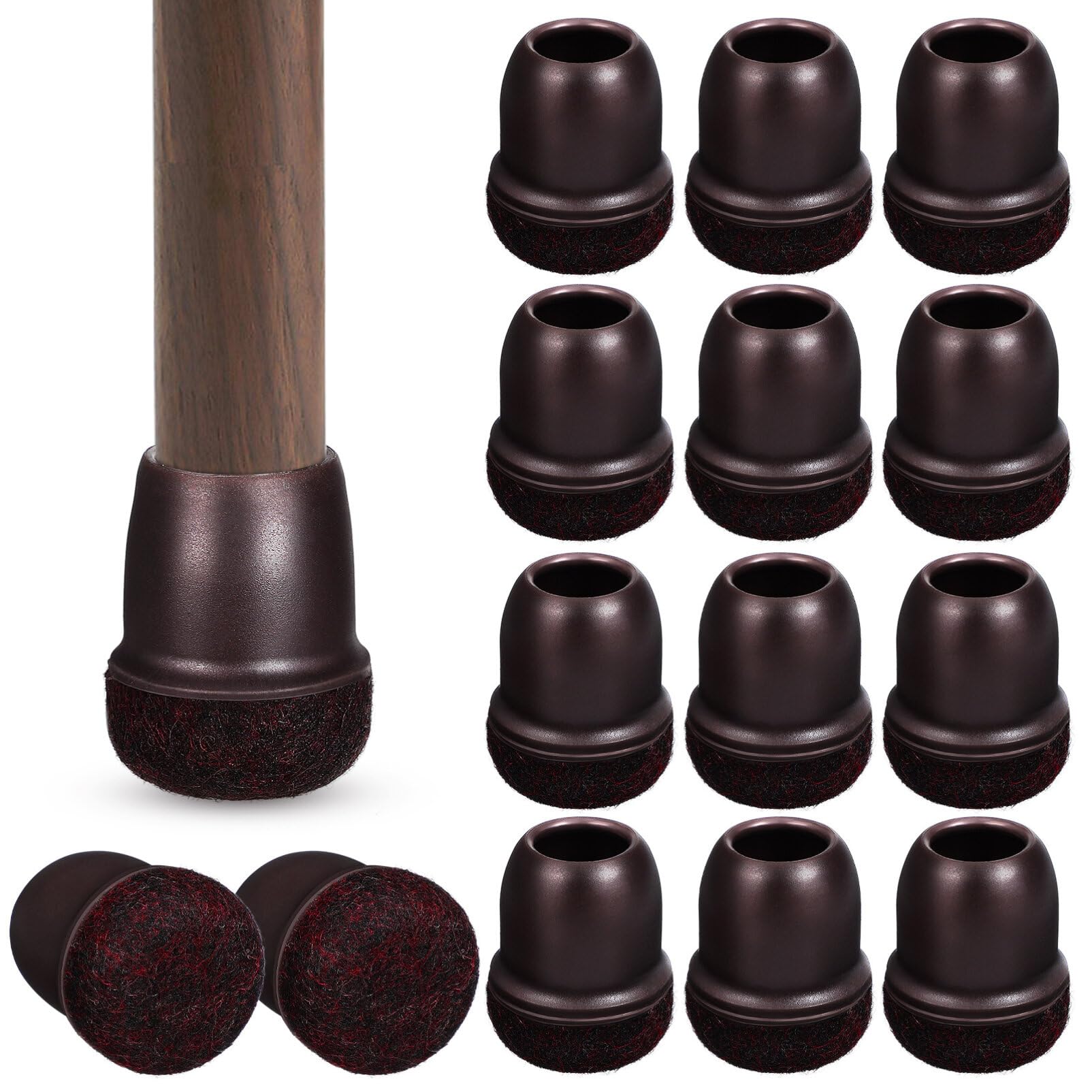 Protection de sol en feutre pour pied de chaise en silicone noir de 15 à 20mm