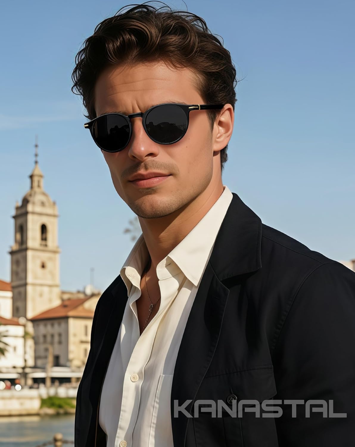 KANASTAL Small Acetate Polarized Sunglasses for Women and Men, Retro Round UV400 Stylish & Durable, PU Leather Case Included - Image 2