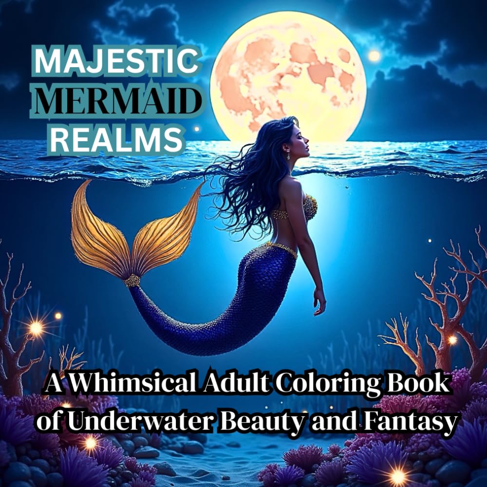 Majestic Mermaid Realms: A Whimsical Adult Coloring Book of Underwater Beauty and Fantasy