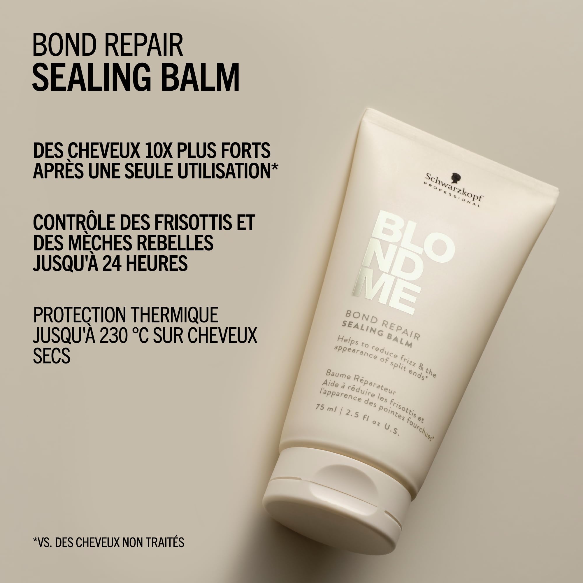 Schwarzkopf Professional BLONDME Bond Repair Sealing Balm Soin Sans Rinçage Protection Thermique Réduisant Les Frisottis Sceller Les Pointes Fourchues Adoucissant Et Renforçant 75 ml